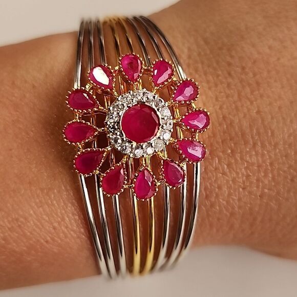Ruby Gemstone Cuff Bracelet - Picture 1 of 5